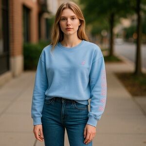 NWT KANGOL BORN BRITISH Light Blue Sweatshirt Kangaroos Patch